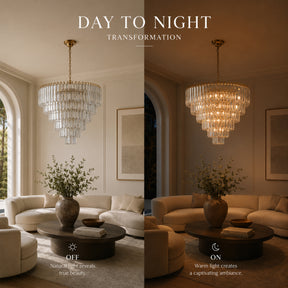 20 in. Crystal Chandelier Ceiling Light Fixture in Warm Brass with Metal Frame for Dining Room or Entryway