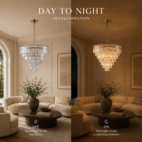 20 in. Crystal Chandelier Ceiling Light Fixture in Warm Brass with Metal Frame for Dining Room or Entryway