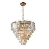 20 in. Crystal Chandelier Ceiling Light Fixture in Warm Brass with Metal Frame for Dining Room or Entryway
