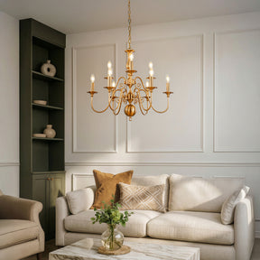 26'' 9-Light French Country Chandelier Antique Brass Finish 2-Tier Candle Style Pendant Lighting for Dining Room Living Room or Foyer