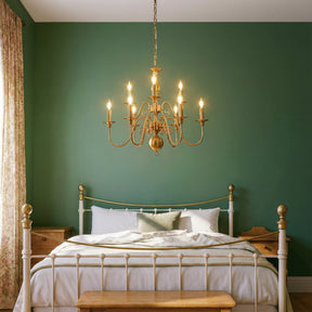 26'' 9-Light French Country Chandelier Antique Brass Finish 2-Tier Candle Style Pendant Lighting for Dining Room Living Room or Foyer