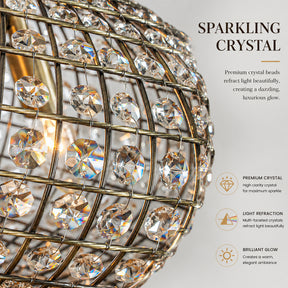 17" Wide 3-Light Retro French Handcrafted Bird Cage Crystal Chandelier in Antique Bronze With Vintage Patina Dimmable