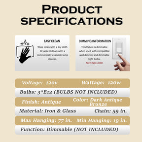 17" Wide 3-Light Retro French Handcrafted Bird Cage Crystal Chandelier in Antique Bronze With Vintage Patina Dimmable