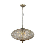 25'' Wide 6-Light Retro French Crystal Drum Chandelier in Antique Bronze With Vintage Patina Dimmable for Dining Room or Bedroom