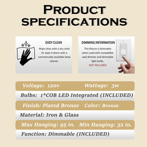 1-Light 5" Modern Teardrop Glass Integrated LED Pendant Light In Bronze Finish for Kitchen Island or Study Room