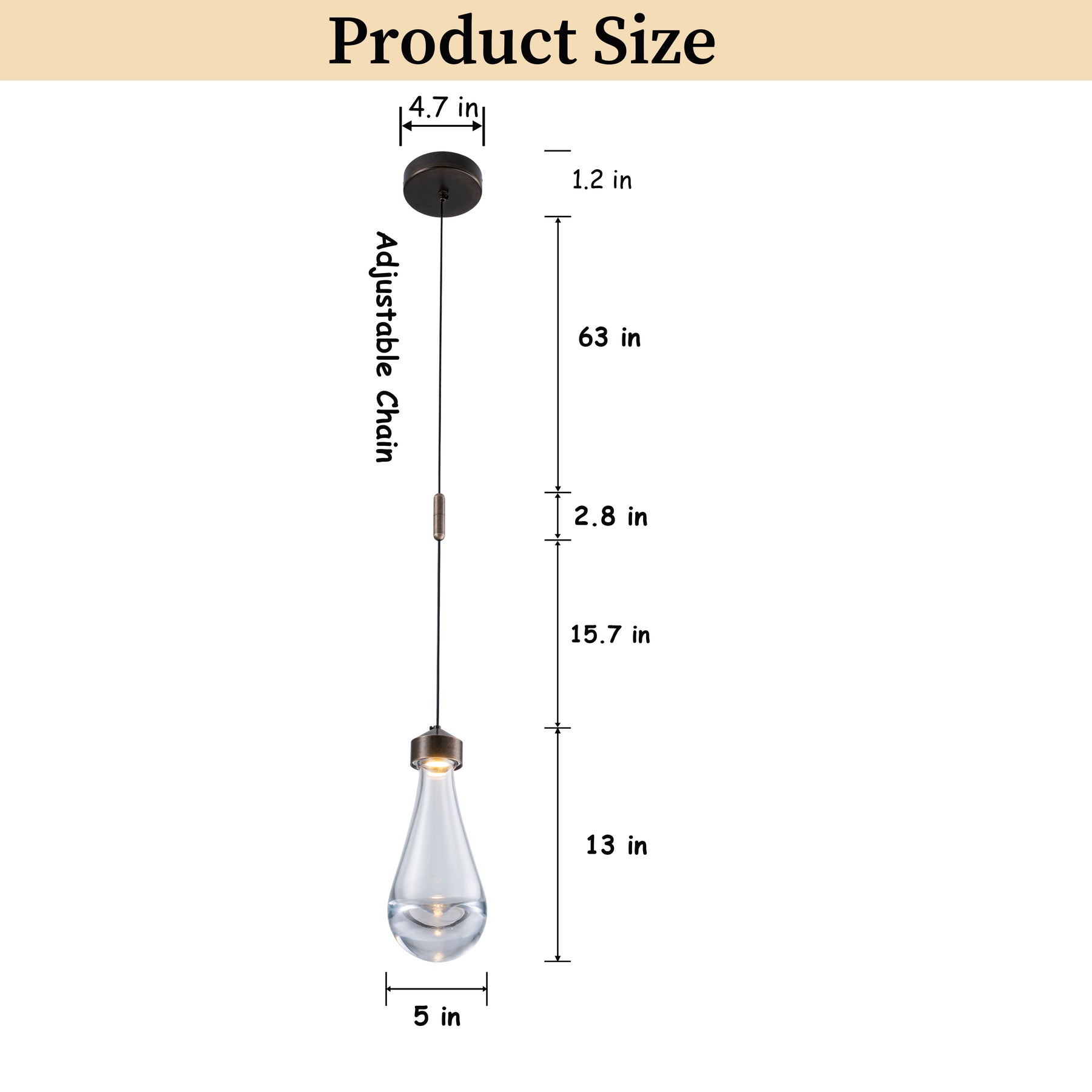 1-Light 5" Modern Teardrop Glass Integrated LED Pendant Light In Bronze Finish for Kitchen Island or Study Room