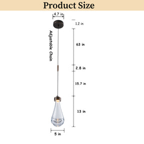 1-Light 5" Modern Teardrop Glass Integrated LED Pendant Light In Bronze Finish for Kitchen Island or Study Room