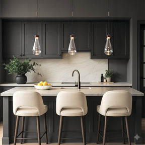 1-Light 5" Modern Teardrop Glass Integrated LED Pendant Light In Bronze Finish for Kitchen Island or Study Room