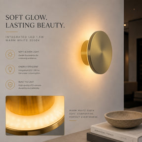 6.7 in. Rechargeable Integrated LED Wall Sconce in Brushed Brass, Cordless Indoor Wall Light