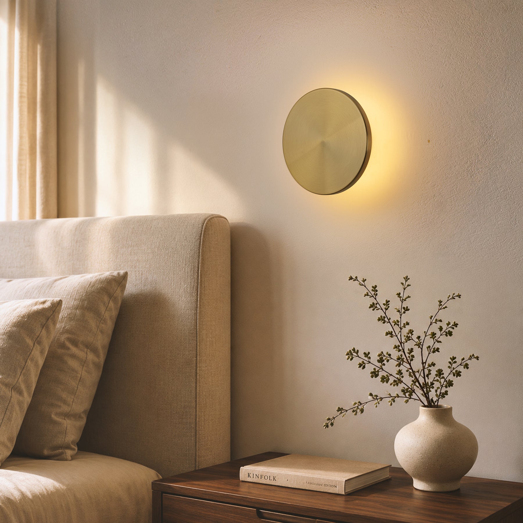6.7 in. Rechargeable Integrated LED Wall Sconce in Brushed Brass, Cordless Indoor Wall Light