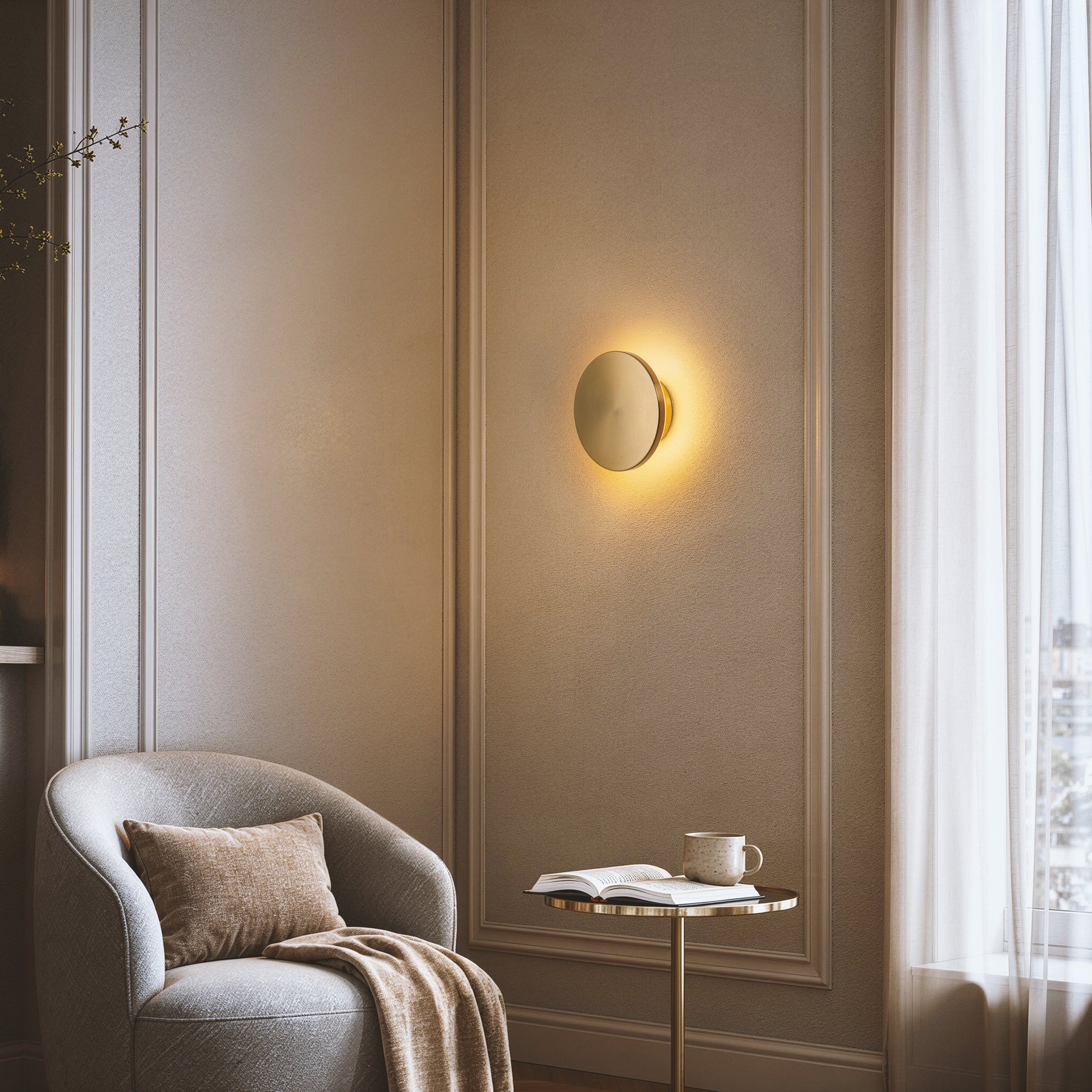 6.7 in. Rechargeable Integrated LED Wall Sconce in Brushed Brass, Cordless Indoor Wall Light