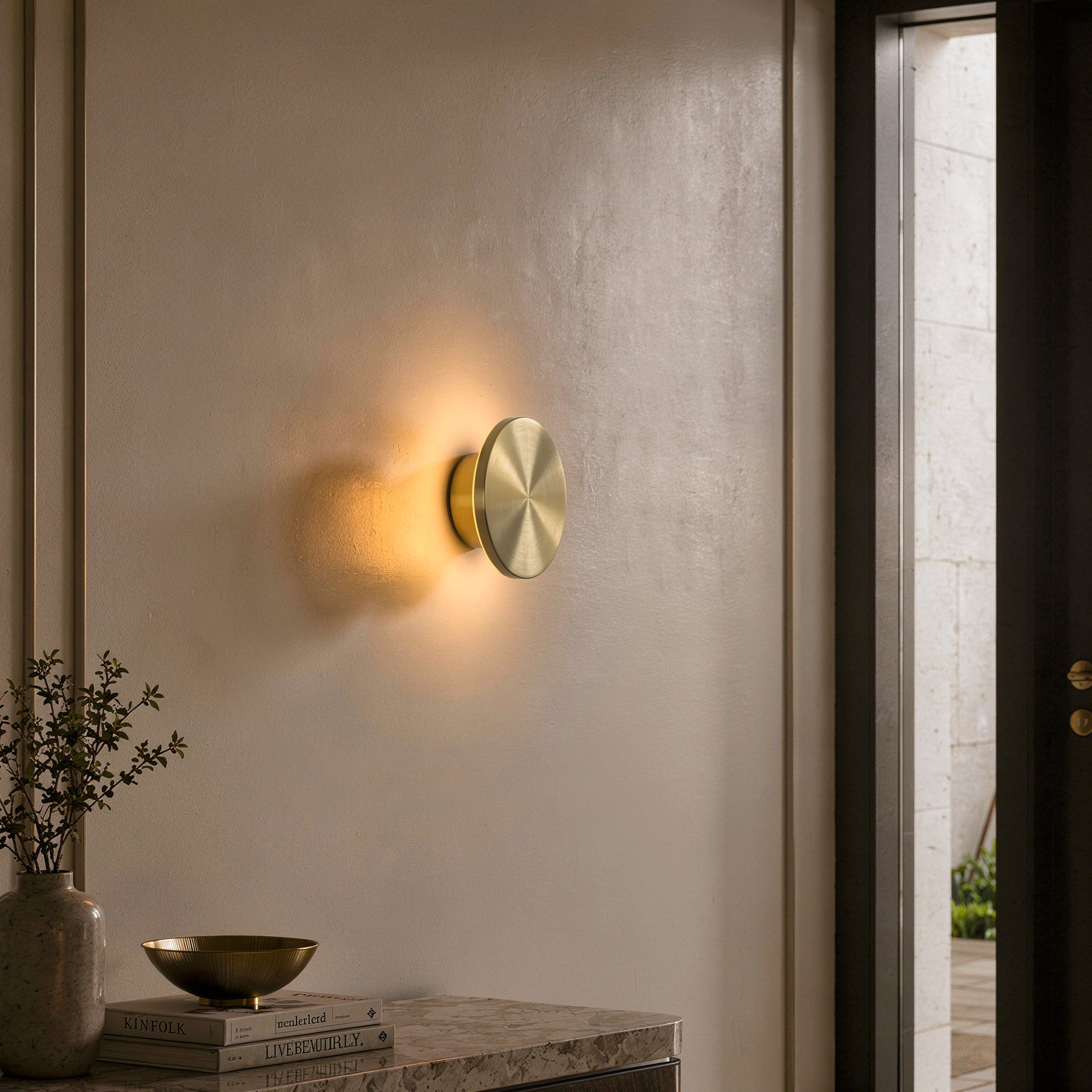6.7 in. Rechargeable Integrated LED Wall Sconce in Brushed Brass, Cordless Indoor Wall Light