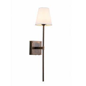 Modern Farmhouse Bronze Cordless Rechargeable Fabric Shade Wall Sconce for Bedroom