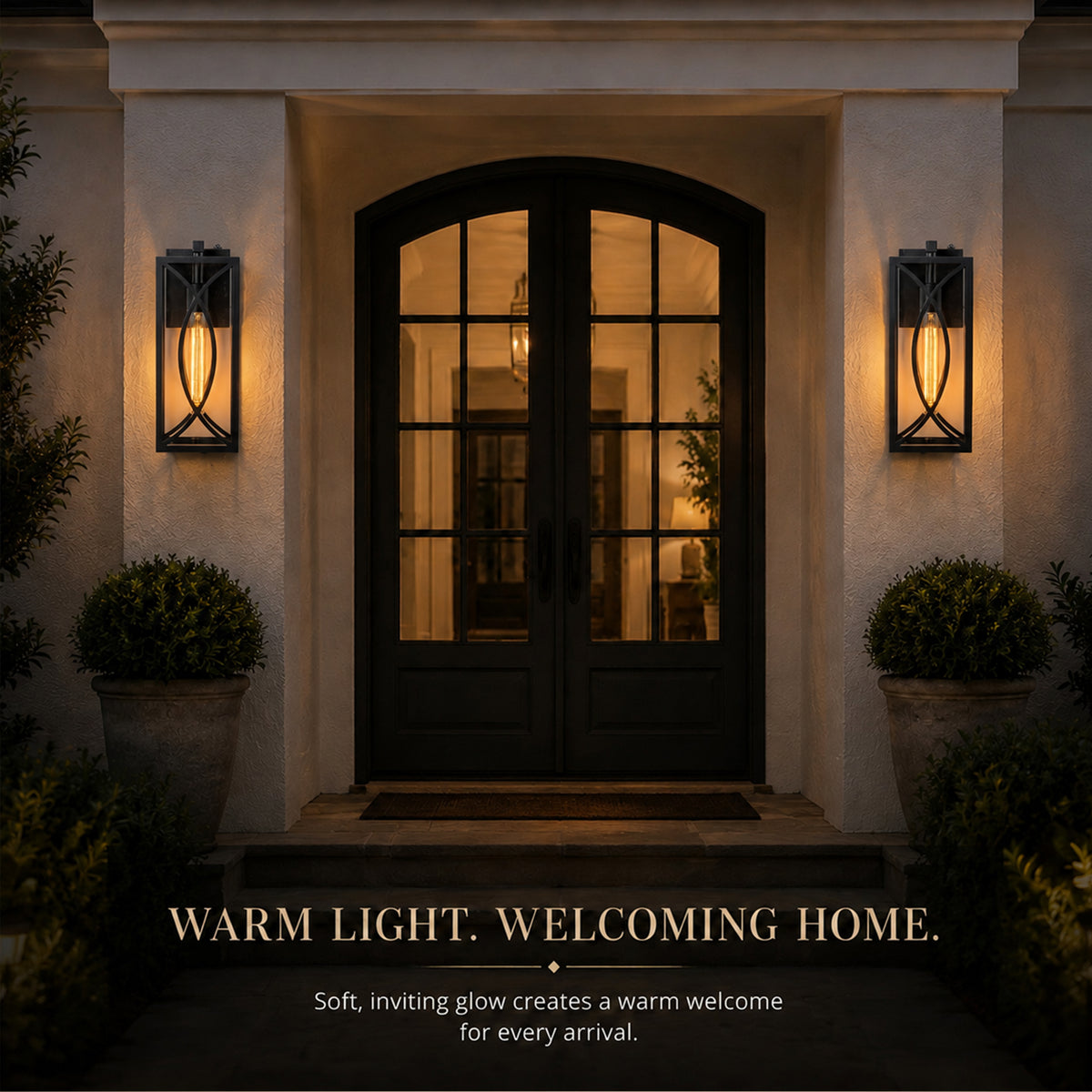 15 in. 1-Light Matte Black Dusk-to-Dawn Outdoor Wall Lantern Sconce with Clear Glass (2-Pack)