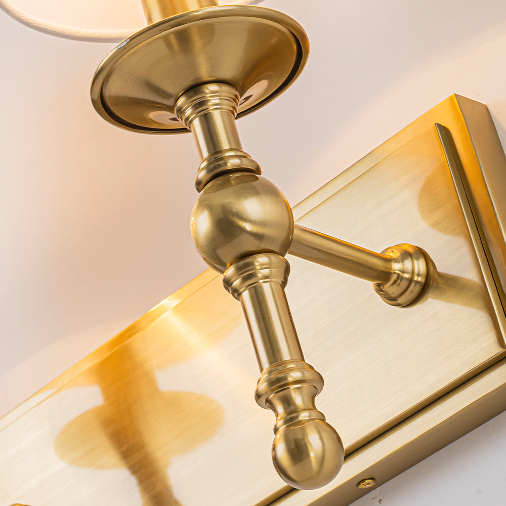 24'' 3-light Classic Wall Sconce Dimmable Contemporary Triple Bath Sconce in Warm Brass with White Fabric Shade For Hallway Bathroom Bedroom