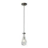 1-Light 5" Farmhouse Raindrop Glass Brush Black Nickel Chandelier Rustic Teardrop Cluster Pendant Light for Kitchen Island