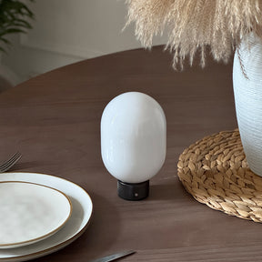 Modern Opal Glass Cordless Rechargeable Table Lamp Unique/Statement Dimmable LED Bedside Lamp For Cozy Bedroom