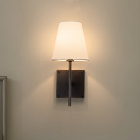 Classic Bronze 13'' Tall 1-Light Fabric Shade Wall Sconces Mondern White Linen Tapered Shade Sconce For Bathroom Mirror Hallway