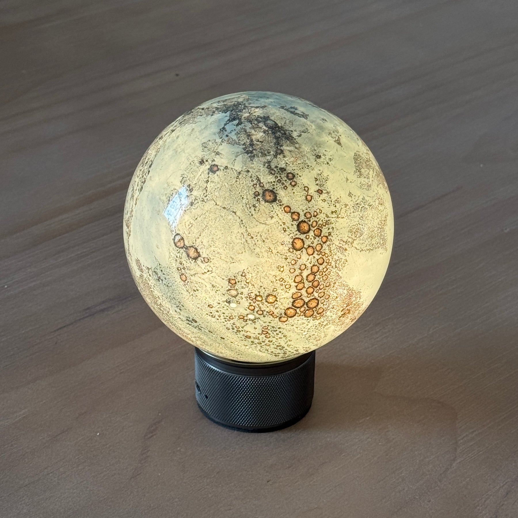 Hand-Blown Smoky Grey Glass Globe Cordless Rechargeable Table Lamp with Flicker-Free LED 3-Level Dimmable and Long-Lasting Battery Bedside Lamp