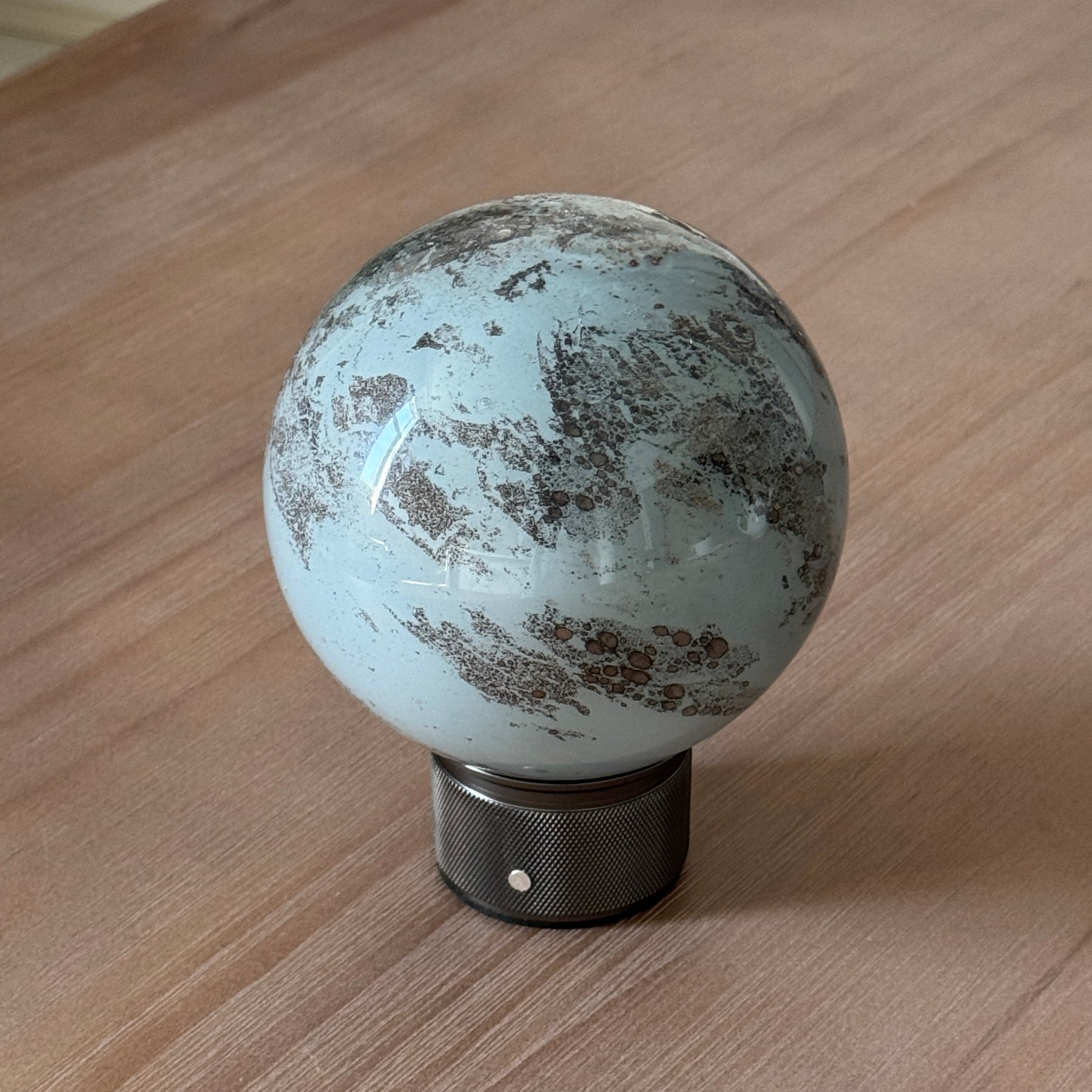 Hand-Blown Smoky Grey Glass Globe Cordless Rechargeable Table Lamp with Flicker-Free LED 3-Level Dimmable and Long-Lasting Battery Bedside Lamp