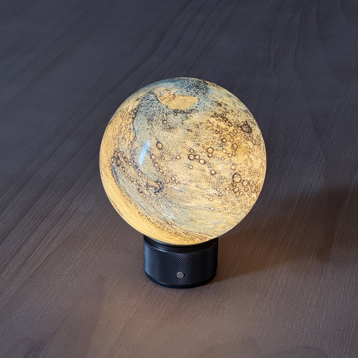 Hand-Blown Cosmic Blue Glass Globe Cordless Rechargeable Table Lamp with Flicker-Free LED 3-Level Dimmable and Long-Lasting Battery Bedside Lamp