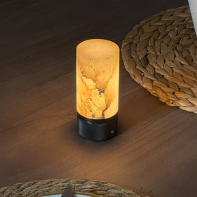 Natural Spanish Alabaster Cordless Rechargeable Table Lamp with 3-Level Dimmable Flicker-Free LED and Long-Lasting Battery Bedside Lamp