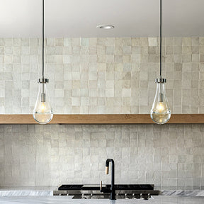 1-Light 5" Farmhouse Raindrop Glass Brush Black Nickel Chandelier Rustic Teardrop Cluster Pendant Light for Kitchen Island
