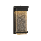 1-Light H12 in Modern Seeded Glass12W Integrated LED Outdoor Wall Sconce with Dusk to Dawn Sensor in Matte Black for Porch Patio
