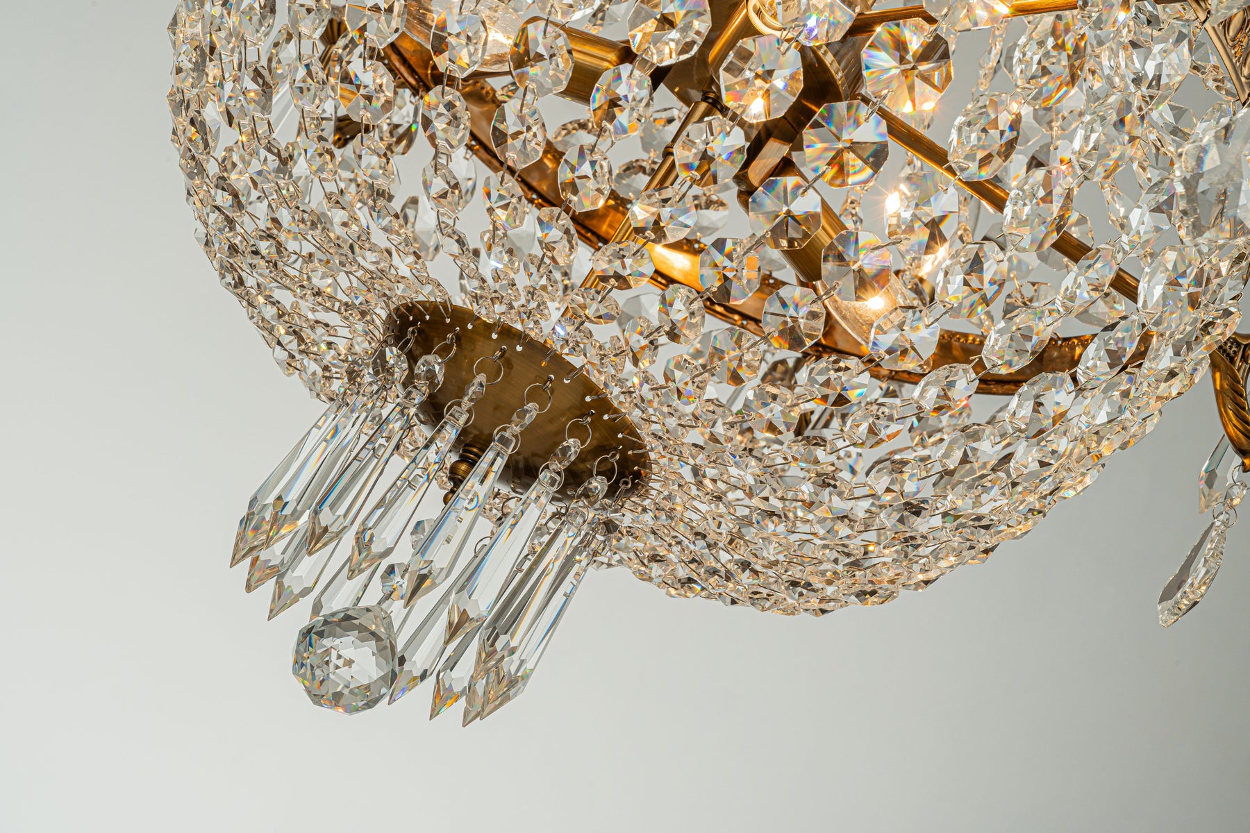 Classic 12-Light Antique Bronze Empire Crystal Chandelier