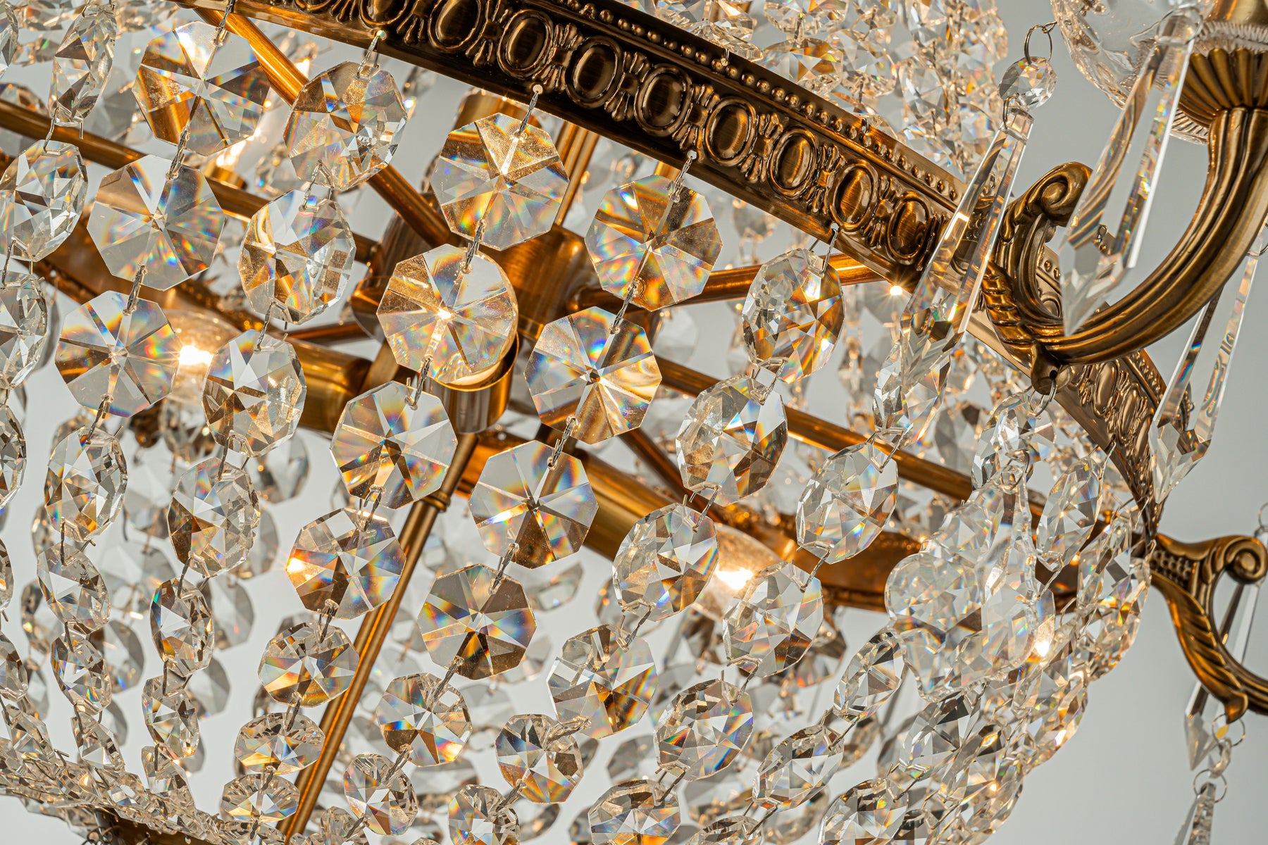 Classic 12-Light Antique Bronze Empire Crystal Chandelier