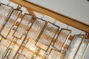 4-Light Mid-Century Modern Matte Gold Water Glass Fringe Chandelier for Dining Room