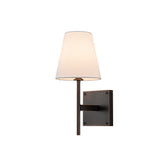 Classic Bronze 13'' Tall 1-Light Fabric Shade Wall Sconces Mondern White Linen Tapered Shade Sconce For Bathroom Mirror Hallway