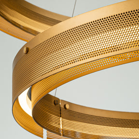 Open Box 2 Light 32'' Wide Round Antique Gold Modern Double Ring LED Chandelier For Living Room