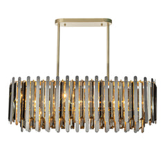 7-Light Luxury Stainless Steel Dining Room Tiered Chandelier with Smoked Crystal Accents