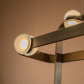 Modern Geometric LED Chandelier in Antique Copper