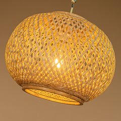 75" 1-Light  Bronze Arc Floor Lamp with Hand-woven Bamboo Shade and Black Marble Base