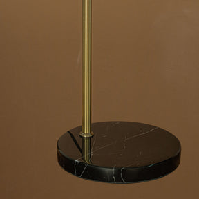 75" Bronze Arc Floor Lamp with Hand-woven Bamboo Shade and Marble Base