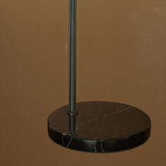 75" 1-Light Black Arc Floor Lamp with Hand-woven Bamboo Shade and Marble Base