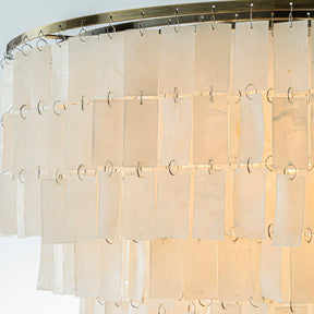 6-Light 23.6" Modern Coastal Capiz Tiered Flush Mount Bronze Farmhouse Natural Seashell Ceiling Light For Dining Room