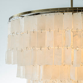 6-Light 23.6" 5-Tier Elegant Coastal Capiz Chandelier In Bronze Farmhouse Natural Seashell Light Fixtures For Dining Room