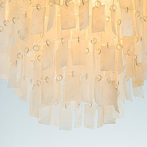 6-Light 23.6" Modern Coastal Capiz Tiered Flush Mount Bronze Farmhouse Natural Seashell Ceiling Light For Dining Room