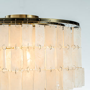 3-Light 18" Rustic Coastal Capiz Tiered Flush Mount Bronze Farmhouse Natural Seashell Ceiling Light For Dining Room