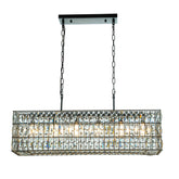 Modern Luxury Matte Black Rectangular Chandelier with Diamond Crystal