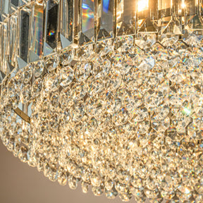 Modern Glam Matte Black Round Chandelier with Clear Crystal