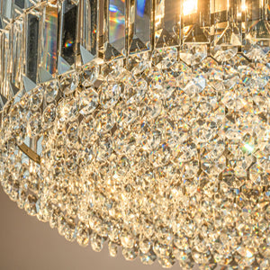 5 Lights 24" Modern Glam Matte Black Crystal Flush Mount