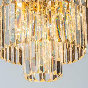 Modern Unique Tiered Crystal Flush Mount Lighting in Matte Gold