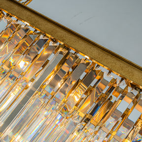 Modern Luxury Rectangle Fringe Crystal Chandelier in Antique Gold