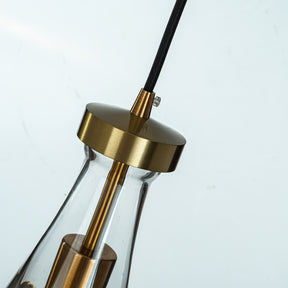 Rustic Mini Farmhouse Hand-Blown Clear Solid Glass Pendant Light  in Antique Brass