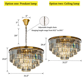 OpenBox 8-Lights Modern Antique Gold 4-Tier Round Crystal Fringe Chandelier