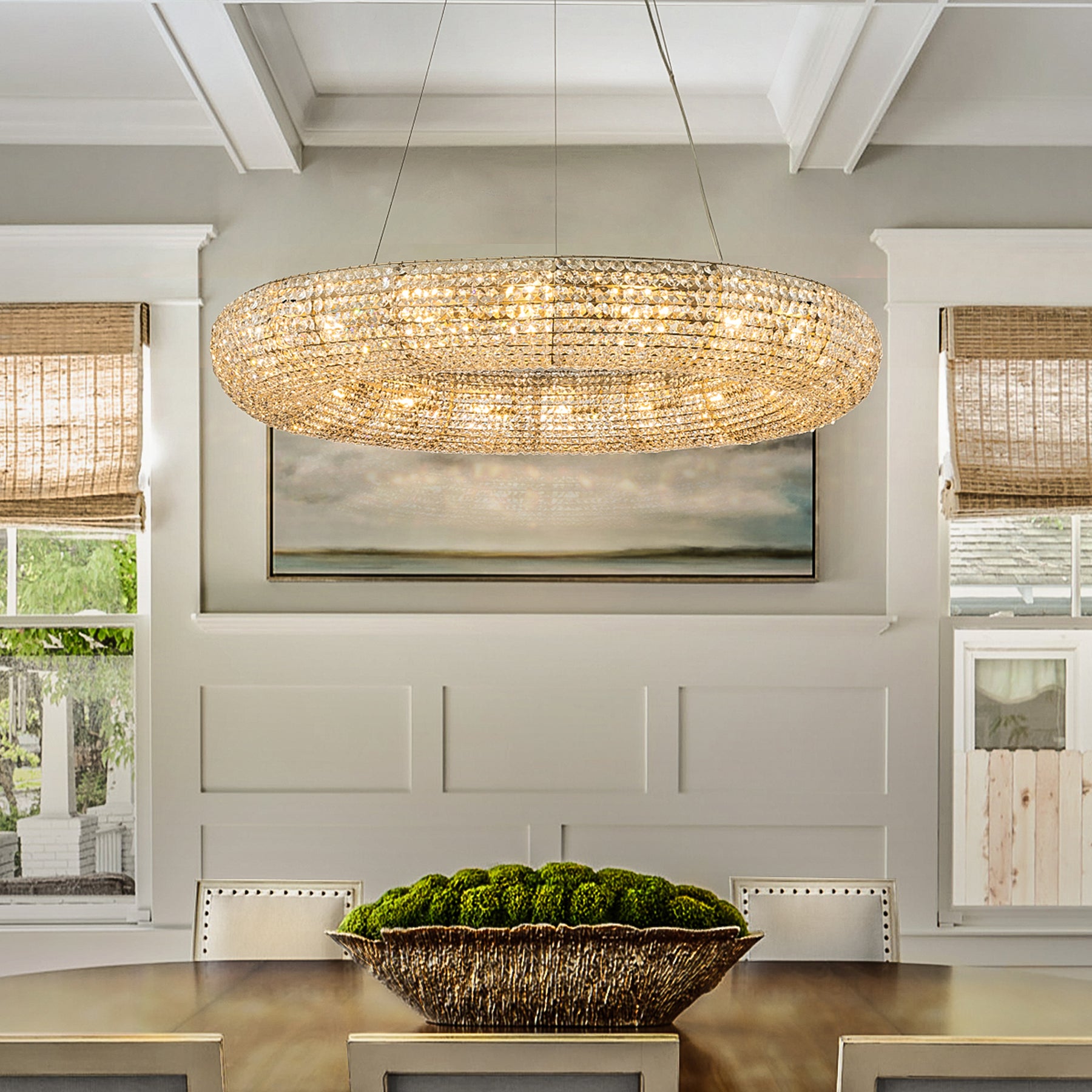 OpenBox 18-Light 41 inch Unique/Statement Soft Gold Wagon Wheel Chandelier With Crystal Beads Accents
